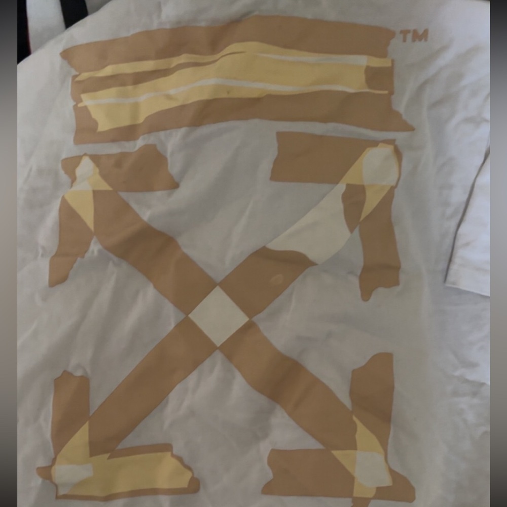 Tan and white off white shirt